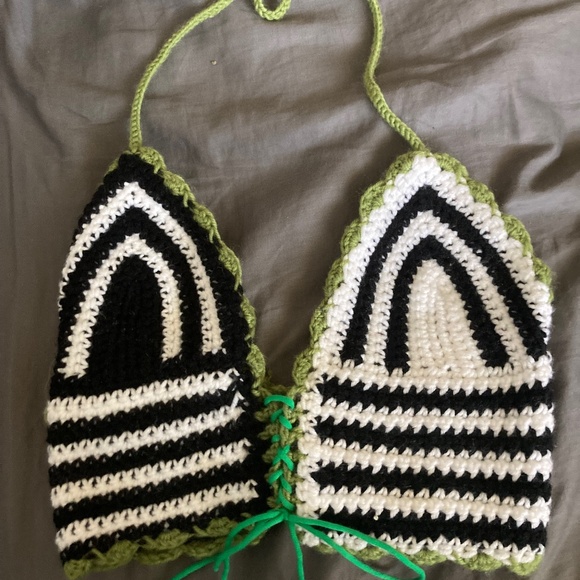 Crochet Beetlejuice Inspired Handmade Corset Top - Picture 1 of 4